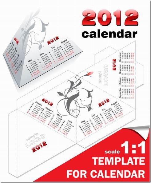 2012 wall calendar and desk calendar model vector material