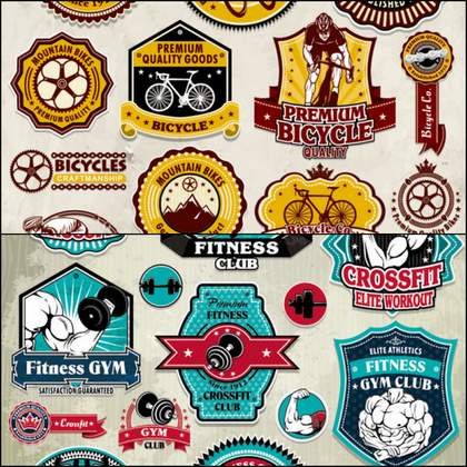 26 beautifully designed sports stickers vector material