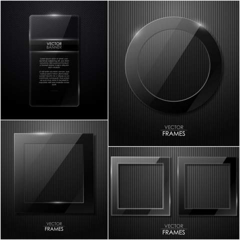 Four black cool border vector material