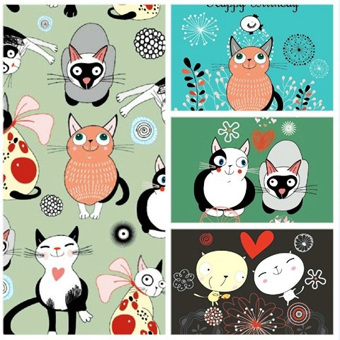 Four cartoon cat background EPS Vector