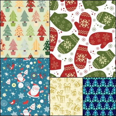 Five elegant Christmas background pattern vector material