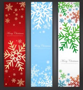 Three-beautiful-Christmas-Promotion-vertical-banner-vector-material